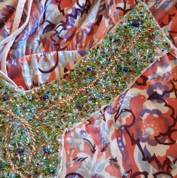 Free people tiered beaded boho mini dress XS *D3 - Picture 8 of 8